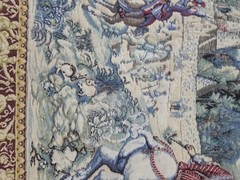 Antique European Medieval Hunting Scene Woven Tapestry 78x55in