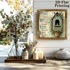 Vintage Blue Bird Nest Wooden Sign Rustic Farmhouse Decor for Bedroom Cafe Gift