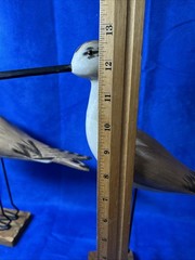 Coastal Decor 12.5”Sandpiper Pair Wooden Figures on Wood Base Glass Eyes