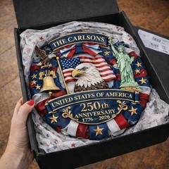 Personalized America 250th Anniversary Wood Wreath 1776-2026 Patriotic Door Sign