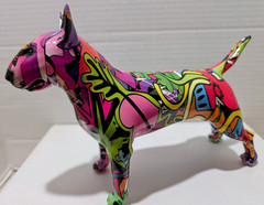 Brand New Sealed Pop Art Graffiti PolyResin Bull Terrier Medium Size