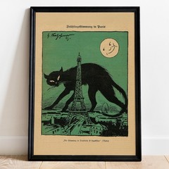 Springtime in Paris Fine Art Poster Black Cat Art Deco Museum Quality Decor