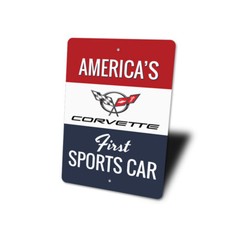 Corvette America’s First Sports Car Personalized Chevy Garage Metal Wall Decor
