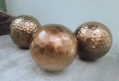 Hammered Bronze Decorative Spheres Set of 3 Metallic Bowl Fillers 4.5″