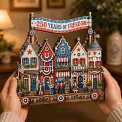 Personalized America 250 Years of Freedom Wooden Block Decor,Custom Patriotic