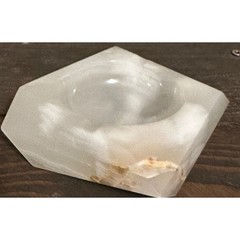 Vtg Octagon White Onyx Ashtray Made in Pakistan Home Decor Accent 4″x4″x1.25″