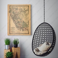 1876 Old Map of California Southern Pacific vintages maps Canvas Wall Art Print