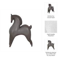 Gray 9 In. X 12 In. Resin Novelty Curved Horse Figurine