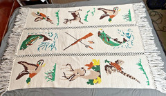 VTG Outdoors Wildlife Afghan Granny Throw Blanket Hunting Fishing Fish Deer Duck
