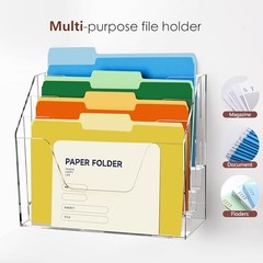 Acrylic Desk File Mail Organizer Wall Mounted, 4-Tier Hanging File 4 Tier