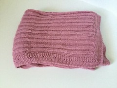 CHILDREN’S AFGHAN – Hand Knit – Mauve – 56″ X 45″ – Machine Wash – Machine Dry