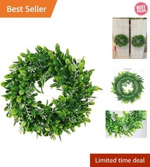 Vibrant 11-Inch Green Wreath with Rustic Bow – Perfect for All Occasions