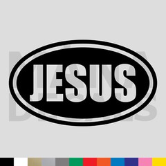 Jesus Oval Vinyl Die Cut Decal Sticker – Christ Christian Religious God