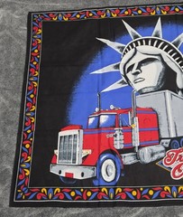 Vintage Truckers Only Tapestry Wall Hanging Statue Of Liberty 100% Cotton 54×35″