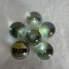 VTG Iridescent Glass Spheres Set of 6 Aurora Borealis Clear Round Balls