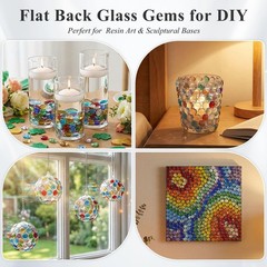 DomeStar 1LB Decorative Flat Marbles, Mixed Colors Glass Medium, Color