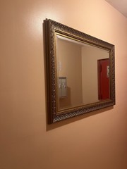 Gold Framed Square Wall Mounted Mirror, Horizontal, 30×41 in, Adults