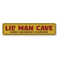Lil’ Man Cave Sign, Personalized Little Children Names Aluminum Metal Decor Sign