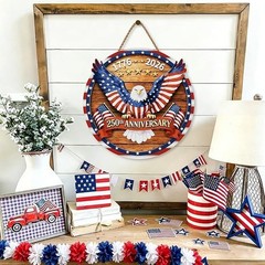 USA 250Th Anniversary Decoration, Wooden 4Th of July Eagle Door Sign 1776-2026 F