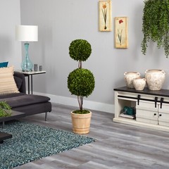 4’ Preserved Boxwood Double Ball Topiary Tree UV Indoor/Outdoor. Retail $403