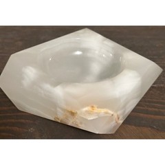 Vtg Octagon White Onyx Ashtray Made in Pakistan Home Decor Accent 4″x4″x1.25″