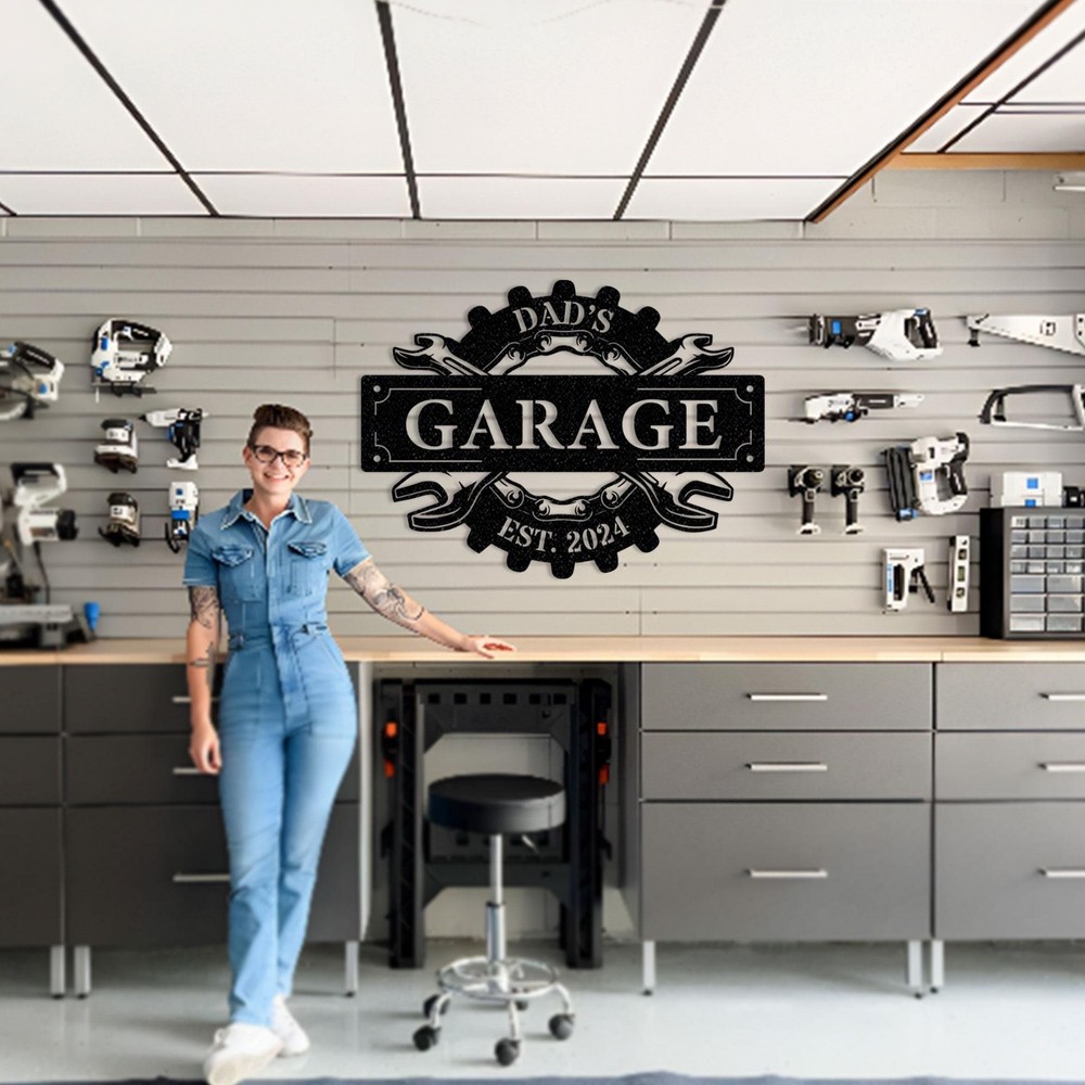 Personalized Garage Sign: Custom Metal Wall Art, Man Cave Decor