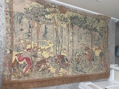 Antique French Medieval Hunting Scene Wall Hanging Tapestry 183x129cm