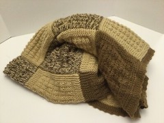 AFGHAN – LARGE -Hand Knit- 56″ X 45″ – Brown/Tan/Mixed Brown – Machine Wash &Dry
