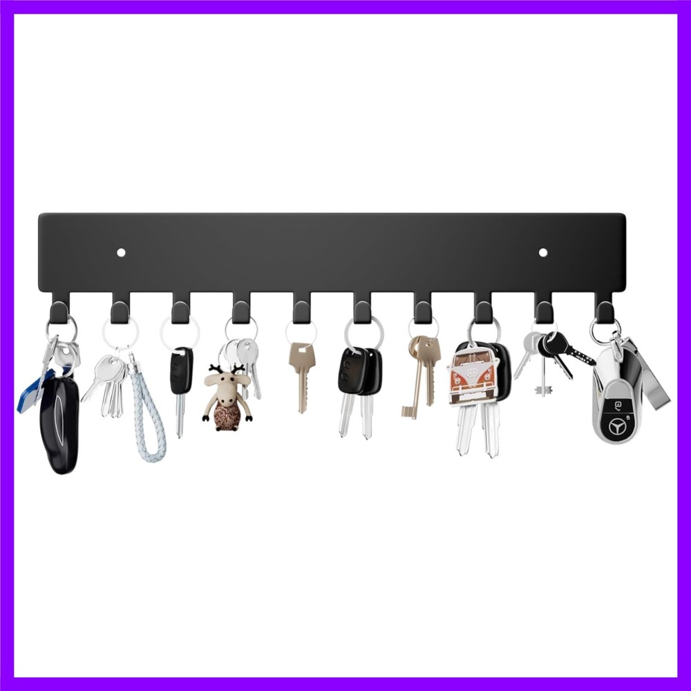 Key Holder for Wall, Key Hooks with 10 Hooks Wall Mounted Key Holder for Hallway