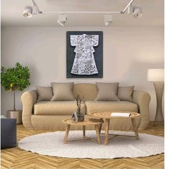 Japanese Kimono Wall Hanging Tapestry Gray Background 62×52″ Katabria
