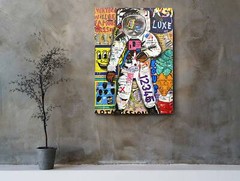 Cool Moon Astronaut Banksy Graffiti Street Art Canvas Print Wall Art