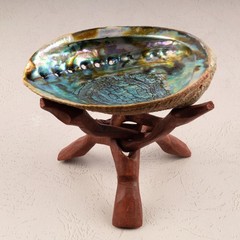 Wooden Tripod Stand, Abalone Shell, Spheres, Geodes Crystal Holder, 3 Sizes
