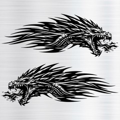 Dragon Head Flame Decal Vinyl Stickers for Car Truck Motorcycle Wall- 2 Pack