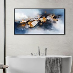 Pogusmavi Abstract Wall Art for Living Room – Navy Blue Modern Wall Art 20x40IN