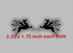 Mobil Oil 2 pc Black Pegasus stickers decal gas vintage racing Classic Premium