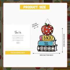 Smile Back to School Wooden Door Sign – Apple, Pencil & Book Stack Wall Decor fo
