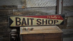 Custom Lake House Bait Shop Sign – Rustic Hand Made Vintage Wooden