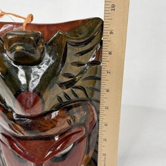 Brown Carved Wood Tribal Mask Bird Headdress Wall Hanging Ethnic Art Decor