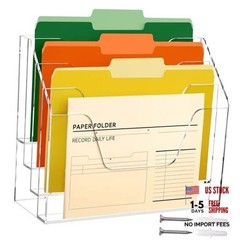 Acrylic Desk File Mail Organizer Wall Mounted, 4-Tier Hanging File 4 Tier