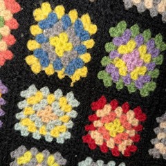Vintage GRANNY SQUARE Crochet Afghan Blanket Throw ~ Roseanne Style 38×53