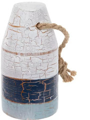 2 Vintage Ocean & Lake Blue Wooden Distressed Painted Lobster Trap Buoy Maine