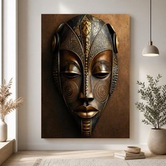 African Mask Canvas Wall Art Tribal Mask Print Afrocentric Wall Decor Ethnic Art