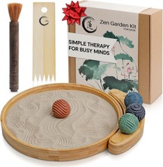 Calming Zen Garden for Adults with Bamboo Tray and Tactile Spheres Included