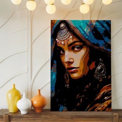 Bohemian Ethnic Woman Portrait Canvas Wall Art Colorful Face Print Home Decor