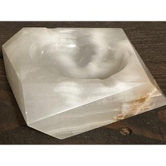 Vtg Octagon White Onyx Ashtray Made in Pakistan Home Decor Accent 4″x4″x1.25″
