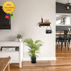 Rustic Key Holder for Wall, Farmhouse Wall Shelf with 4 Hooks, Wall Mounted Key