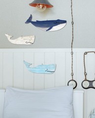 Blue White Whale Wall Decor Wooden Nautical Beach Coastal Home Hanging Art