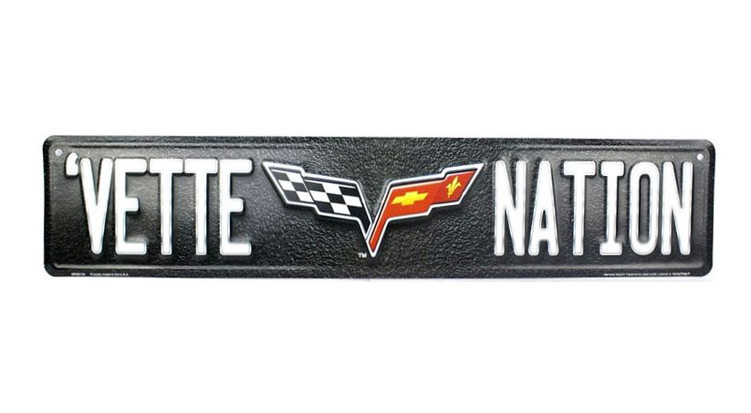 ‘Vette Nation’ Chevroltet Chevy Corvette Aluminum Wall Man Cave Sign