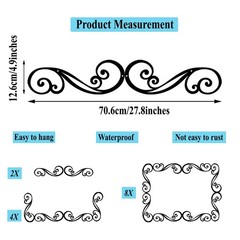 Metal Scroll Wall Art Decor Rustic Iron Wall Scroll Decorations Pair Scroll for