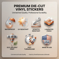 Custom Printed Vinyl Stickers Die Cut Logo Outdoor Waterproof UV Resistant 2″–20